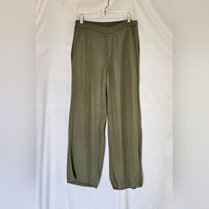 Old Navy Pull On Wide Leg Pants Womens Size Large Green Casual Pockets